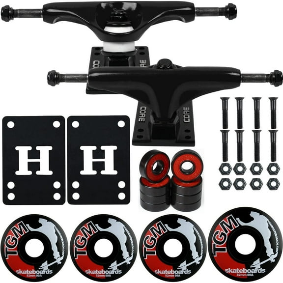 Core Mini 4.75 Skateboard Trucks, Wheels, ABEC 5, Black