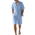 thumbnail image 2 of Men'S 2 Pieces Shirt Set Short Sleeve Button Down Casual Hippie Holiday Beach T-Shirts Shorts Outfits L, 2 of 8