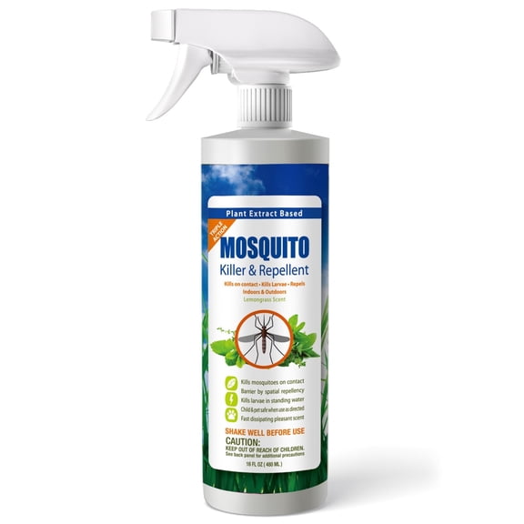 EcoVenger Mosquito Control Triple-Action 16 oz, Kills All Stages Larvae Control Lasting Repellency, Citrus Scent, Non-Toxic Child-&-Pet-Safe