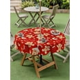 thumbnail image 2 of Round Outdoor Tablecloth With Umbrella Hole And Zipper– Red Christmas Decorations Waterproof Patio Table Cover for Party, Picnic, Backyard, 50" Dia. , Gingerbread Man Snowflake Candy Cane, 2 of 8
