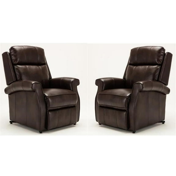 Home Square 2 Piece Traditional Faux Leather Lift Chair Set in Brown