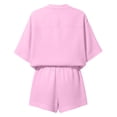 thumbnail image 3 of OGLCCG 2 Piece Cotton Linen Sets for Women V Neck Short Sleeve Tops and Wide Leg Shorts Summer Casual Beach Outfits with Pockets,L, 3 of 7