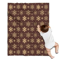 Brown Christmas Snowflake Pattern Blanket,Comfortable Soft Flannel Throw Blanket,All Season,Warm Lightweight Blankets for Sofa Bed Couch Living Room Chair,30"x40"