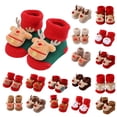 thumbnail image 4 of Lispipm 0-1Y Infant Baby Christmas Socks Fleece Lined Non Slip Winter Warm Crib Footwear Toddler First Walking Slippers Red 0-1 Years, 4 of 5