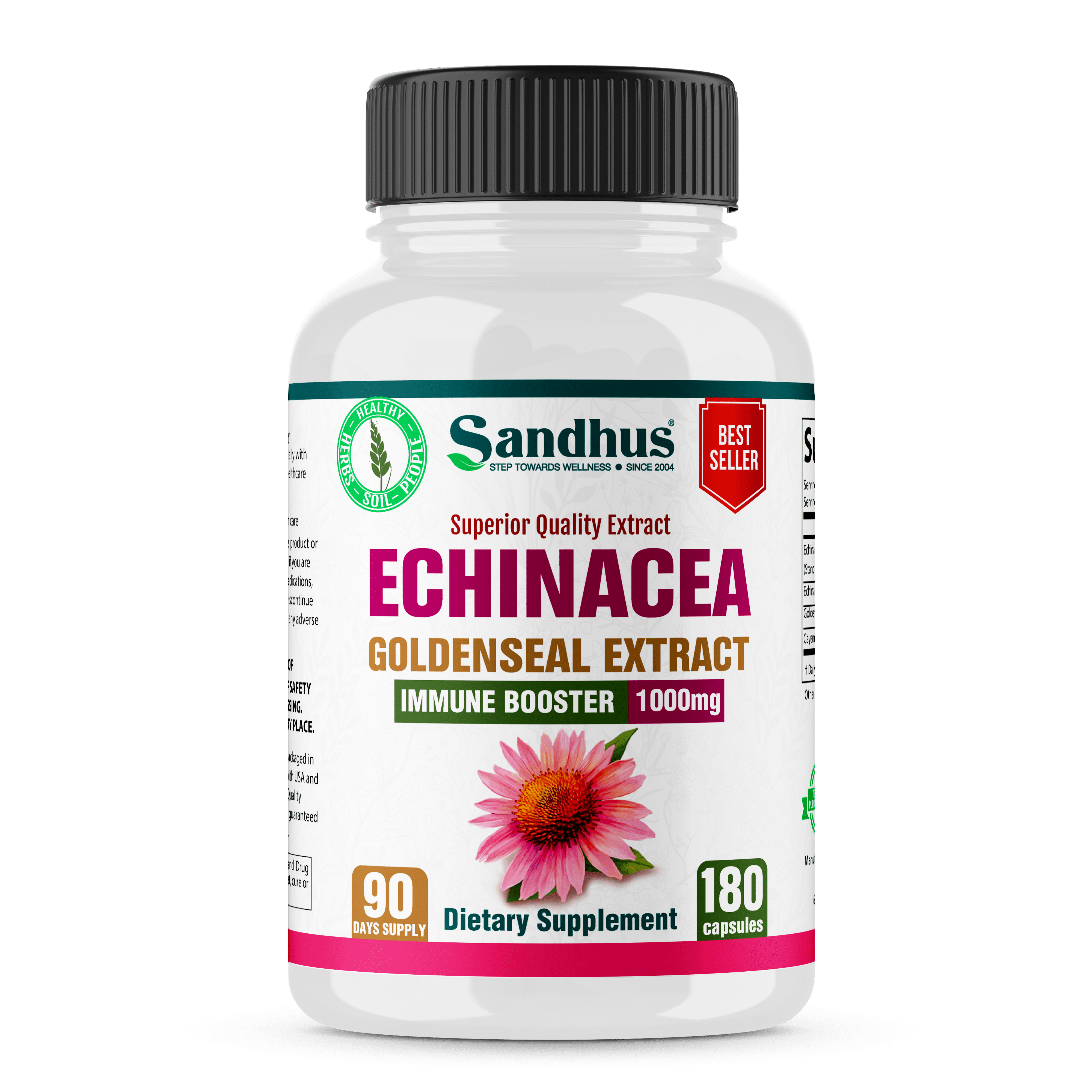 Sandhus Echinacea Root Goldenseal Immune System Support 1000 mg per