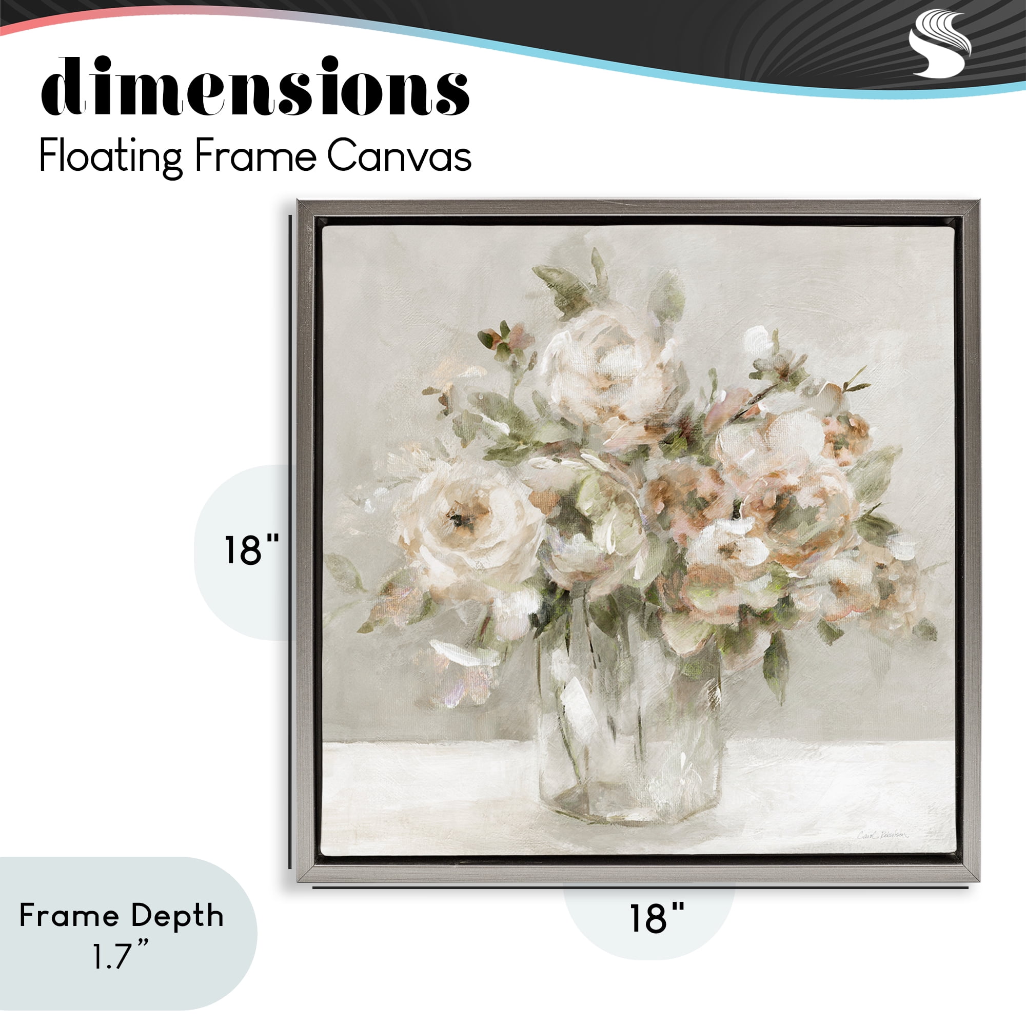 Stupell Industries Soft Neutral Floral Still Life Gray Framed Floater Canvas Wall Art, design by Carol Robinson