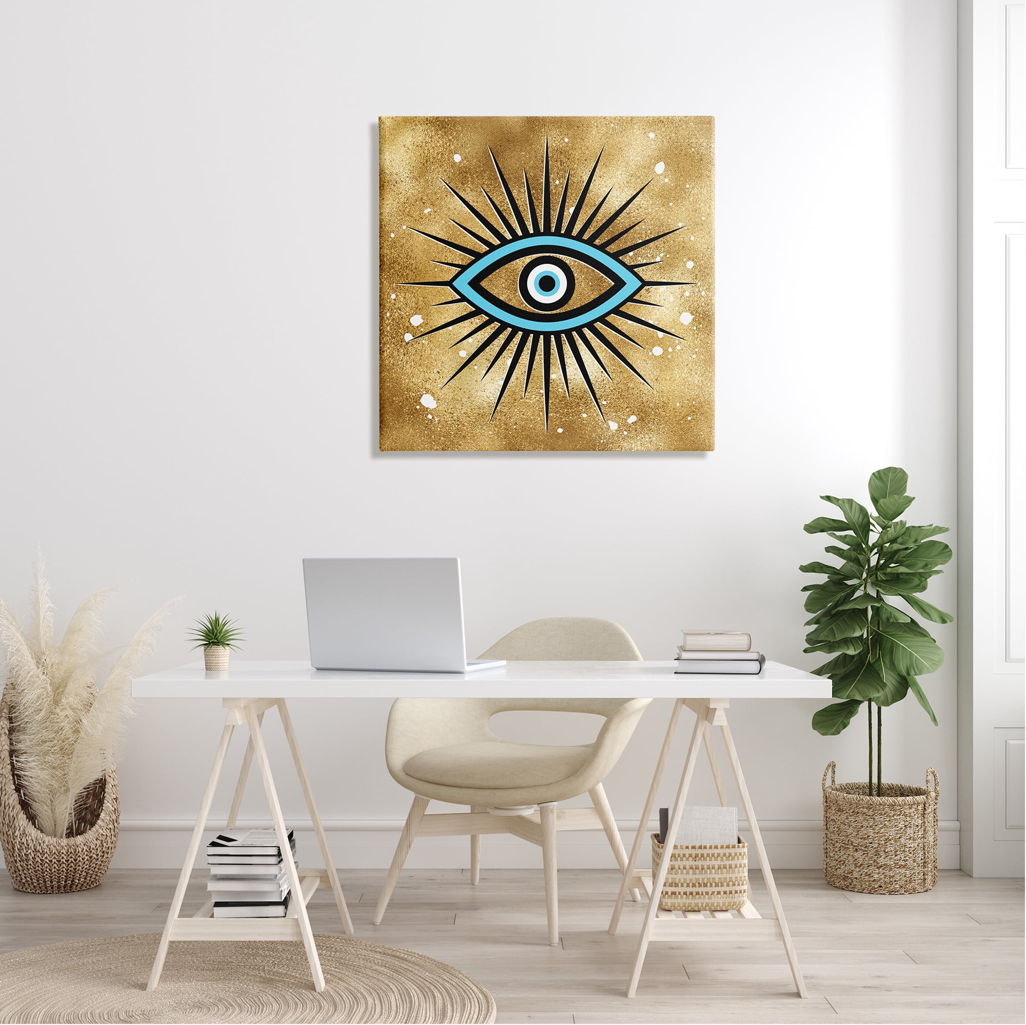Stupell Industries Evil Eye on Speckled Glam Abstract Painting Gallery Wrapped Canvas Art Print Wall Art, 30 x 30