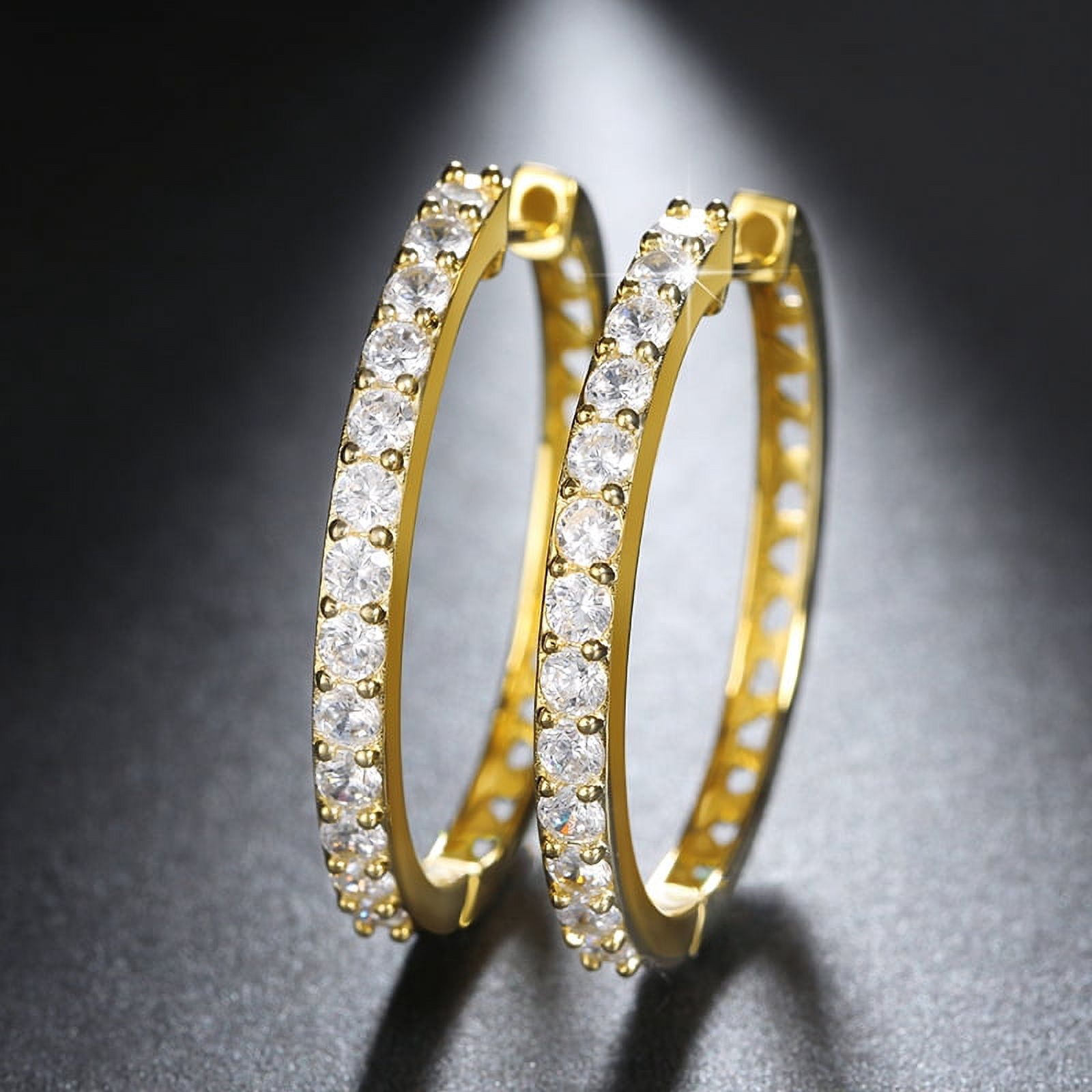 Hoop Earrings for Women Gold Plated Clear Cubic Zirconia Ginger Lyne Collection