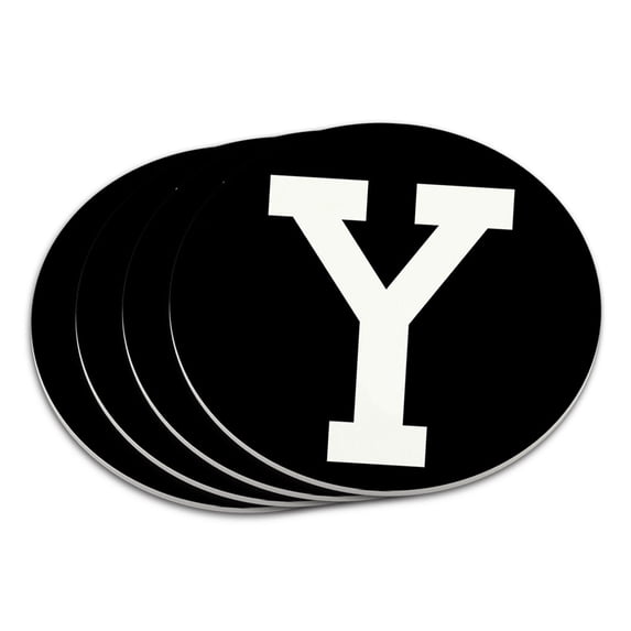 Letter Y Initial Black White Coaster Set