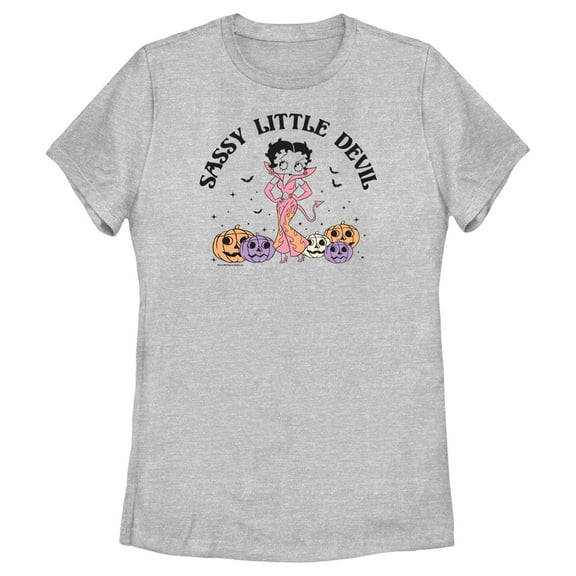 Women's Betty Boop Halloween Sassy Little Devil  Graphic Tee Athletic Heather Large