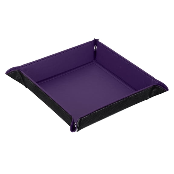 Uxcell PU Leather Valet Tray, 8.7 x 8.7 x 1.5" Square Jewelry Tray, Purple