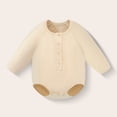thumbnail image 2 of Ulanda Baby Boy Button Down Shirt Newborn Solid Color Long Sleeve Romper Bodysuit (Beige, 0-3 Months), 2 of 6