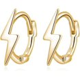 thumbnail image 6 of Solid 925 Sterling Silver Lightning Bolt Hoop Earrings for Women Teens Lightning Hoop Earrings Cartilage Huggie Earrings, 6 of 11