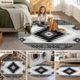 thumbnail image 6 of 5ft Washable Round Rug, Aztec Southwestern Non-Slip Circle Area Rug for Living Room Bedroom, Ethnic Tribal Style Geometric Black Grey Indoor Floor Mat for Home Decor, 6 of 9