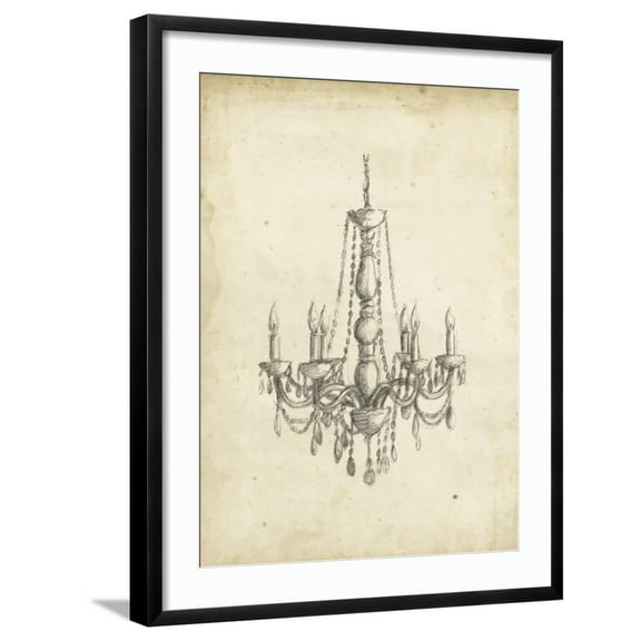 Art.com Classical Chandelier II Art Print by Ethan Harper, Black Frame Wall Art, 23" x 29"