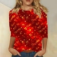 thumbnail image 2 of Womens Romantic Tops Cute Glitter Heart 3D Printed 3/4 Sleeve Tshirts Basic Tee for Valentines Days, 2 of 5