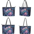 thumbnail image 3 of TSOVTHRID Sea Turtle Flower Print Purses for Women Tote Bag with Wallet, Purse and Wallet Set for Women Large Top Handle Purse Butterfly Galaxy Casual Handbag Hobo Bag for Shopping, 3 of 7