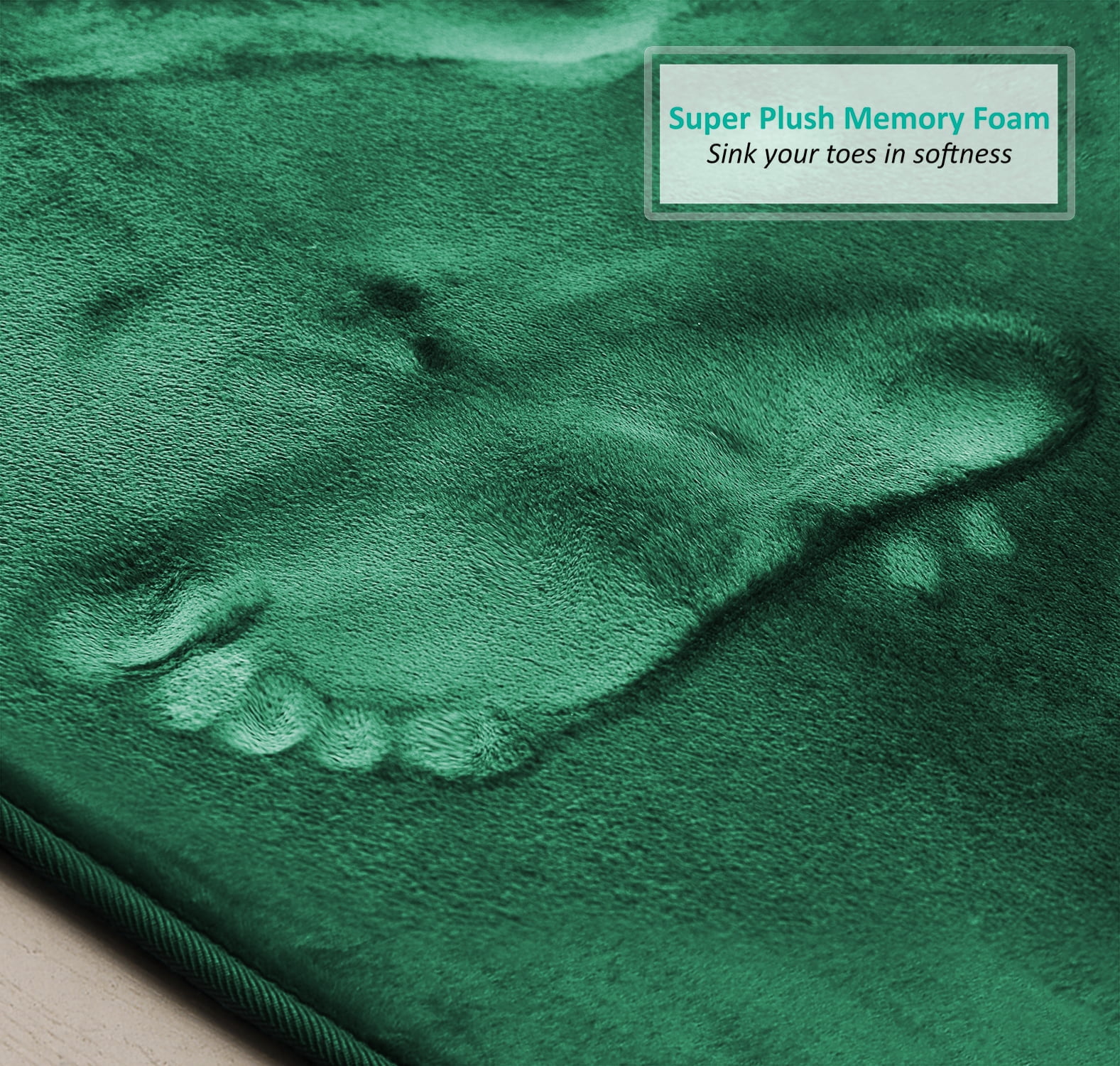 2 Piece Premium Memory Foam Bathroom Mat Set - Absorbent Luxury Plush Non Slip Carpet for Tub Shower & Bath Room, Soft Floor Mats, Machine Washable - Set of 2 17x24 Inch Bath Rugs, Hunter Green