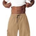 thumbnail image 5 of Mens Cargo Pants Drawstring Elastic Waist Y2K Sweatwear Comfort Casual Baggy Relaxed Fit Long Trousers Beach Gym Workout Running Casual Sweatpant with Mutil Pockets, 5 of 6