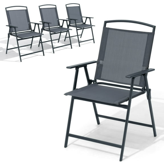 Pellebant Outdoor Dining Side Chairs - Set of 4, Gray