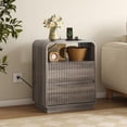 thumbnail image 5 of FANRAL Set of 2 Modern 2 Drawer Nightstands with Charging Station,Wooden Bedside Table End Table with Curved Silhouette & Metal Handles,Gray Night Stand, 5 of 6