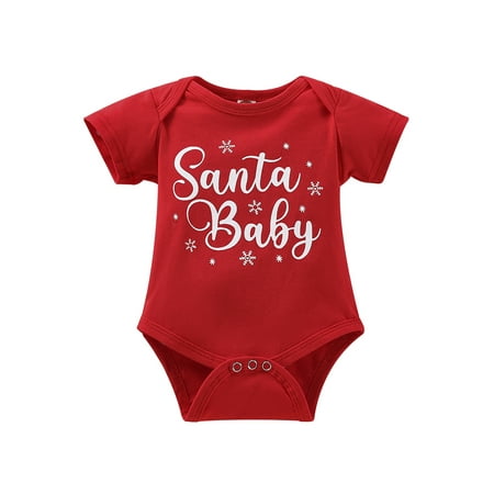 

Bagilaanoe Newborn Baby Boy Girl Christmas Rompers Letter Snowflake Print Short Sleeve Bodysuit 3M 6M 9M 12M 18M 24M Infant One Piece Jumpsuit