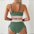 thumbnail image 4 of ZEHJUHAN Color Block High Waist Bikini Set - Two-Piece Tummy Control Swimsuit with Backless Design For Women Green，S, 4 of 9