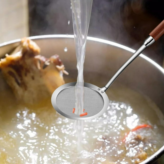 Colador De Cocina De Acero Inoxidable Con Mango De Madera, Filtro De Malla Fina Para Tamizar Harina Y Colar Aceite, Apto Para Lavavajillas Y Fácil De Limpiar.,Vsgery