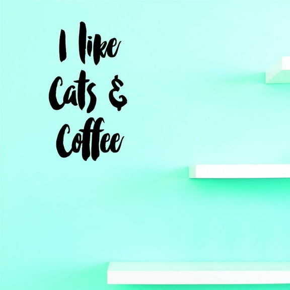 Custom Decals I Like Cats & Coffee Wall Art Size: 10 X 20 Inches Color: Black