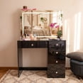thumbnail image 2 of Boahaus Lyra Vanity Desk with LED Mirror, Bluetooth Speakers, and Storage, 2 of 12