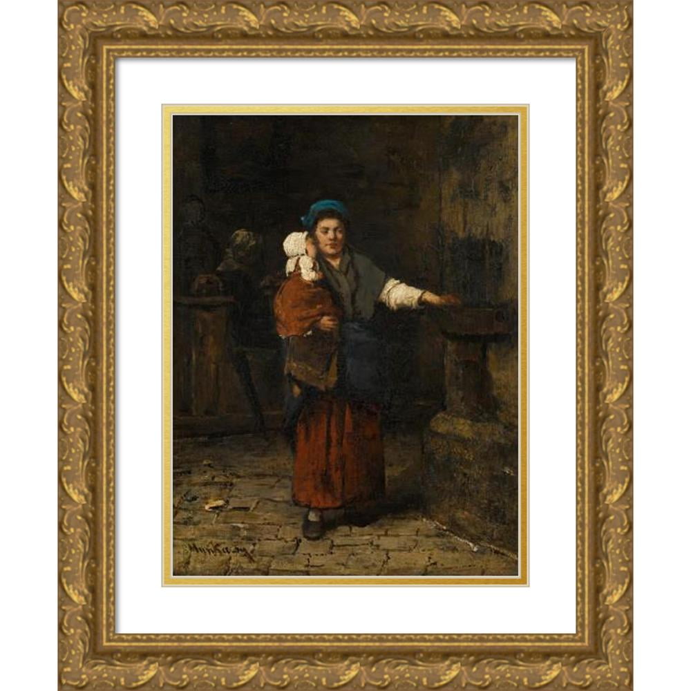 Mihály Munkácsy 18x24 Gold Ornate Framed and Double Matted Museum Art Print Titled - Mother and Child