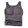 thumbnail image 1 of Chaleco térmico mullido de la felpa de las camisetas sin mangas de la cosecha de la ropa de descanso de las mujeres del invierno con el cojín del sujetador, 1 of 6