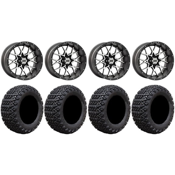 GTW Vortex 2 14" Golf Cart Wheels Gray 23" X-Trail Tires Yamaha