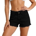 thumbnail image 2 of RYRJJ Jean Shorts for Women Trendy High Rise Stretchy Denim Shorts Distressed Frayed Summer Casual Short Jeans with Pockets(Black,S), 2 of 5