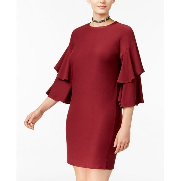 Planet Gold Juniors Ruffle Sleeve Shift Dress Windsor Wine S