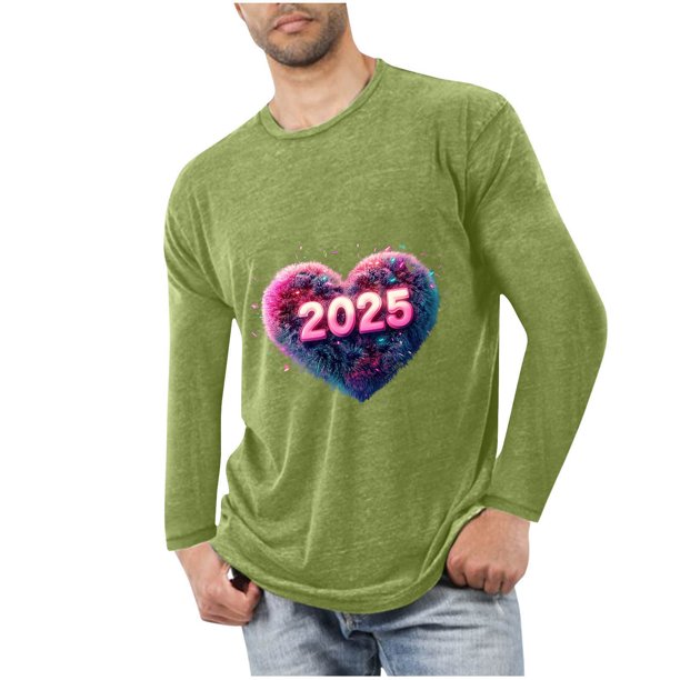 Blusas y camisas de manga larga con cuello redondo para hombre, deportivas, fitness, hogar, pijamas navideños estampados, camiseta de manga larga con cuello redondo, blusa de poliéster para hombre