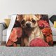 thumbnail image 1 of Fotbe Vintage Red Flower Chihuahua Manta de Franela con Estampado, Manta Ultrasuave para Cama, Sofá, Auto, Hipoalergénica y Antibolitas-80"x60", 1 of 6