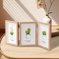 thumbnail image 3 of simhoa Hinged Photo Frame Wood Rectangle Picture Frame 4x6 for Bedroom Desk Desktop Brown Triple Fold, 3 of 8