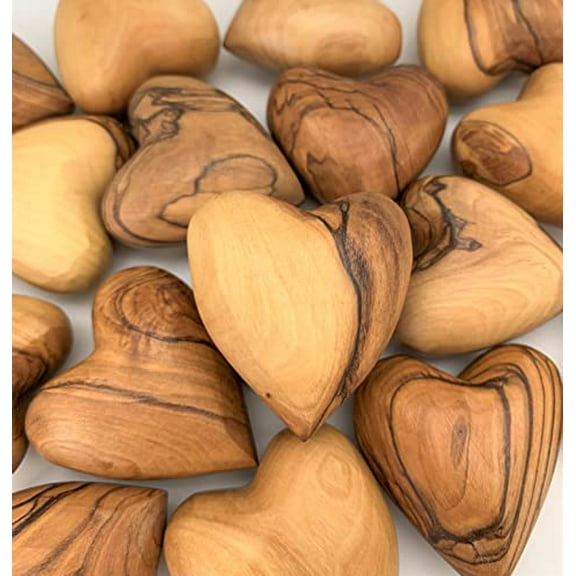 Handmade Wooden Hearts, Set of 10 Olive Wood Heart from the Holy Land, Carved Wood Hearts for gifts Anniversary Valentine Gift, Loss Love, Wooden Hearts for Wedding, Wood Heart Déc