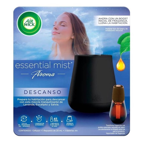 Difusor de fragancias Air Wick essential mist + repuesto fragancia descanso 20 ml