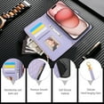 thumbnail image 7 of Wallet Case for iPhone 16 Plus, Premium Vintage PU Leather Magnetic Closure Handbag Zipper Pocket Case Kickstand Card Slots with Wrist Strap & Shoulder Strap Shockproof Flip Case - Purple, 7 of 7