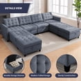 thumbnail image 4 of ZAFLY U/L Shaped Couch Set with Storage Ottoman, Modular Sectional Sofa for Living Room, Gray, 4 of 5