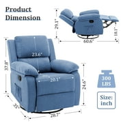 Korser Swivel Rocker Small Recliner Chair for Small Spaces for Living Room,Nursery,Blue