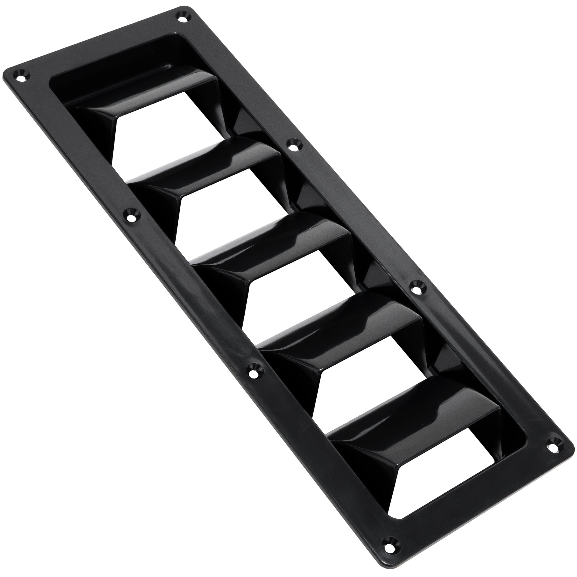 Five Oceans 5-Slotted Louvered Ventilators, 13-1/4-Inch x 4-3/4-Inch, Black ABS Plastic - FO105