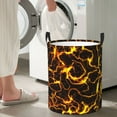 thumbnail image 5 of Rateoe Orange Lightning Pattern Round Laundry Hamper Basket, Tall Hamper Basket for Blanket Storage, Nursery Clothes Hamper for Laundry in Bedroom and College Dorm-Medium, 5 of 6