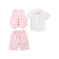 thumbnail image 3 of Miaeowve Baby Boys Classic Tuxedo Suits Kids 3pcs Formal Shorts Set Wedding Christening Pageant Pink 120, 3 of 7