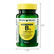 Spring Valley Vitamin B12 Supplement Timed-Release Tablets for Metabolism Support, 1000 mcg, 60 Count