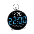 thumbnail image 1 of LED Digital alarma despertador brillo ajustable luz de fondo de retroiluminación de control de voz calendario para la oficina de guardería dormitorio Azul, 1 of 8