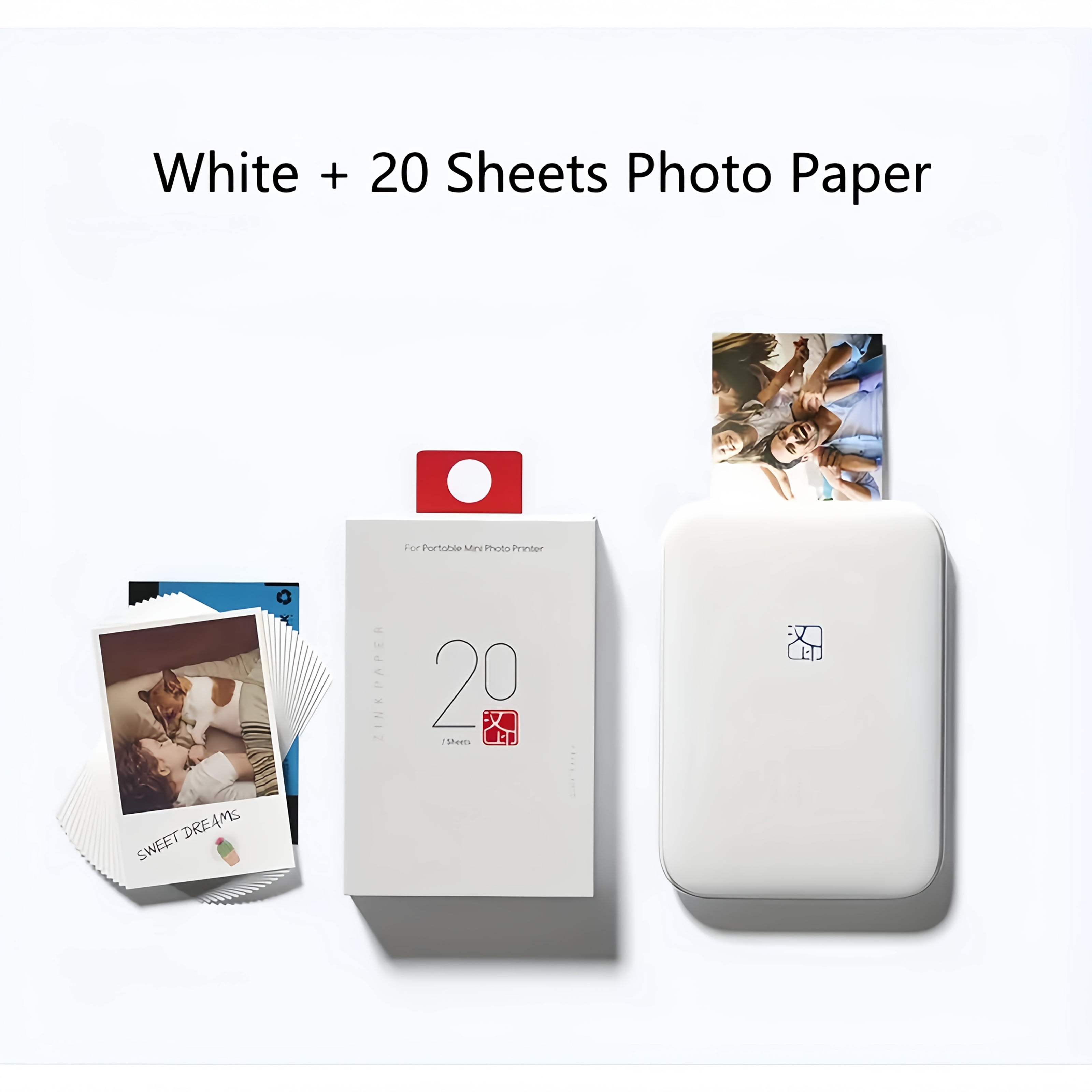 Wireless Portable ZINK Photo Printer for iOS Android - Mini Mobile Phone Printer with High Definition Color Reproduction (Includes 5 Free Sheets)