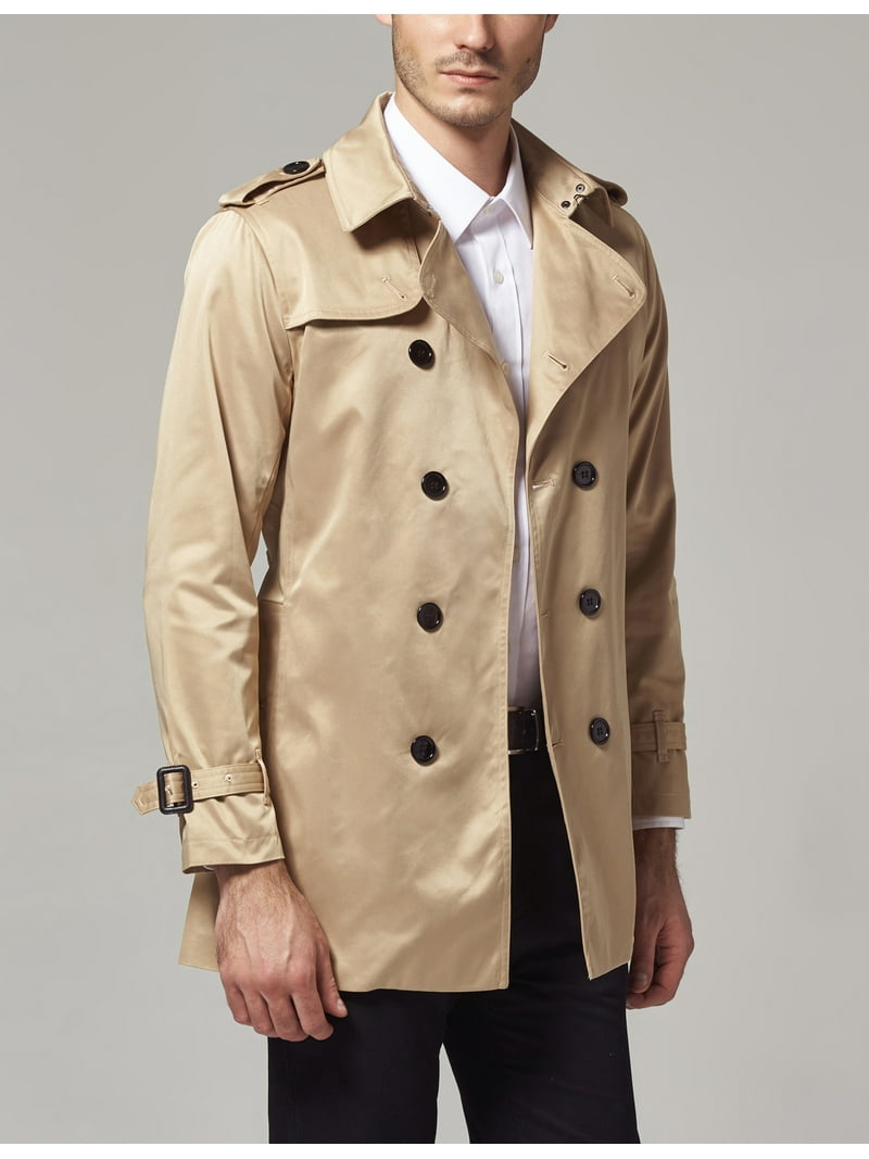 ジャケット・アウター samoyed Stand-up Collar Trench Coat SSLR Men's Double Breasted Trench Coat Stylish Belted